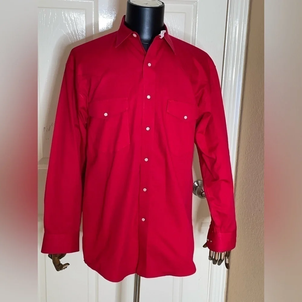 CODY JAMES CORE MEN'S SOLID MAROON TWILL LONG SLEEVE WESTERN SHIRT Medium - Picture 4 of 7